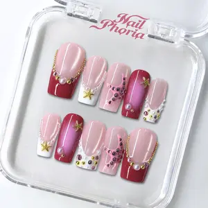 NailPhoria BARBIE STARFISH -SUMMER Handmade Press-On Nails | Reusable, Salon-Quality, Long-Lasting, Glossy Design