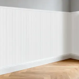 Wainscoting Panels Kit, WPC Slats Accent Wall Panel for Home Decor Covers 39 x 79 in, Ready to Assemble Decorative Beadboard Panels for Interior Wall Moulding