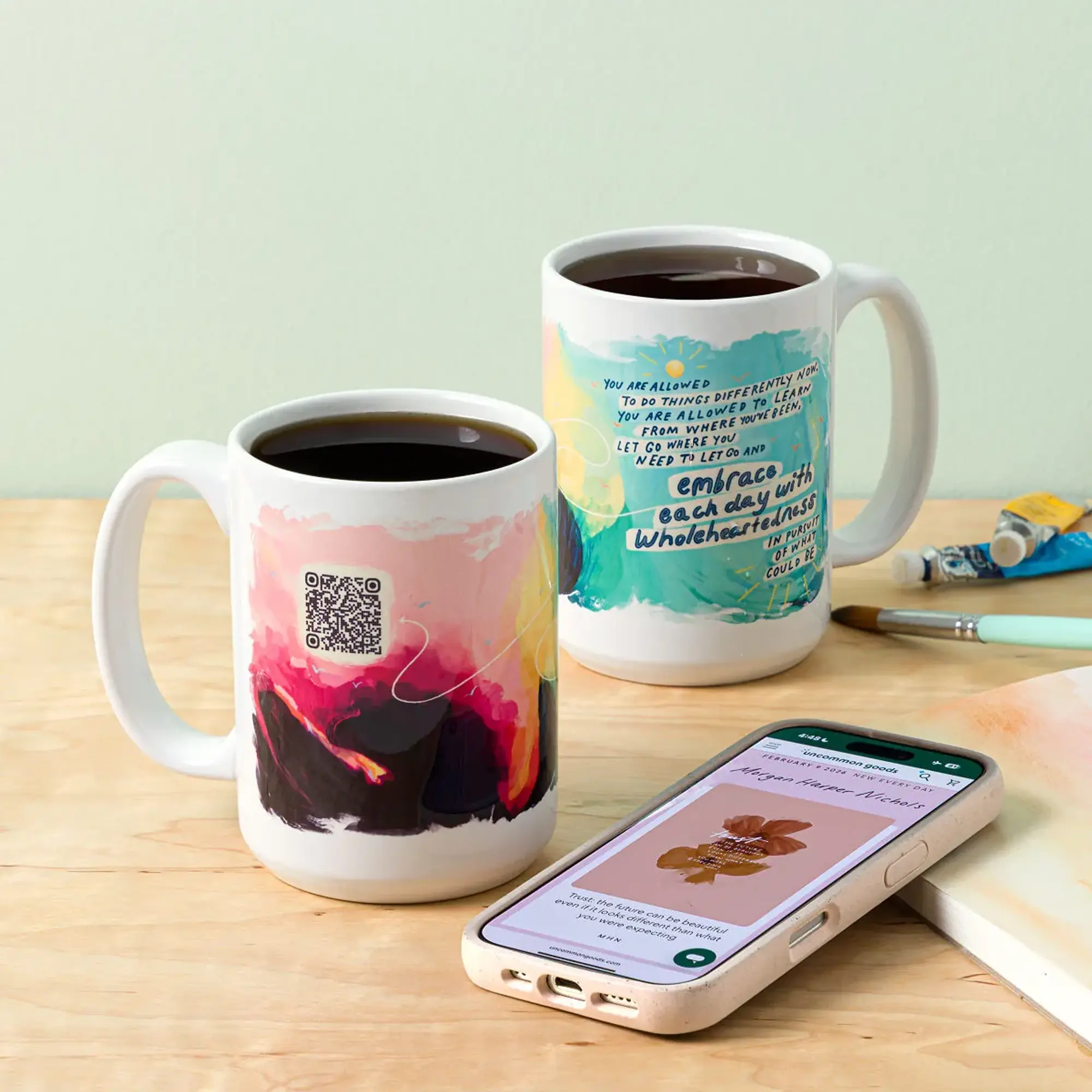 Morgan Harper Nichols QR Ceramic Mug, Heat-Resistant Drink Cup for Coffee Use