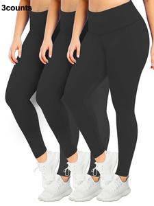 【plus size】 solid high waist leggings, casual comfy high stretch seamless skinny yoga pants, summer clothes women, scrunch leggings, lady bottoms for all seasons
