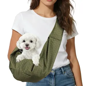 PETAXCELL Dog Sling Carrier for Small Dogs and Cats Up to 16.5 Lbs, Adjustable Buckle with Pocket Pet Cross Body Shoulder Bag 1pc, Intended for Outdoor Travel / Camp