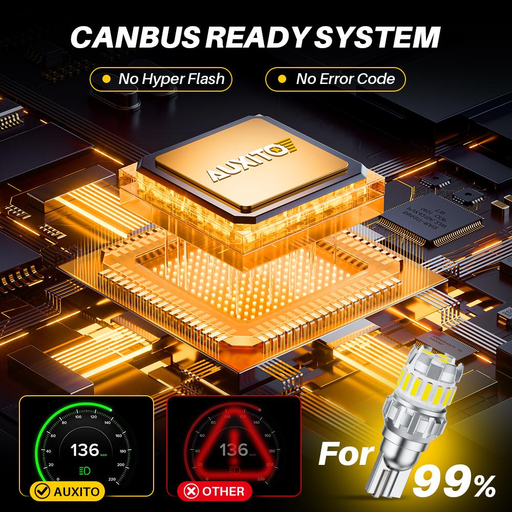 AUXITO 912 921 LED Bulb Reverse Light Bulb 6500k White, 906 922 W16W T15 LED Backup Light Bulb, 2400LM 400% Brighter Mini Size Non-polarity CANBUS Error Free Plug and Play LED Light Bulb, Pack of 2