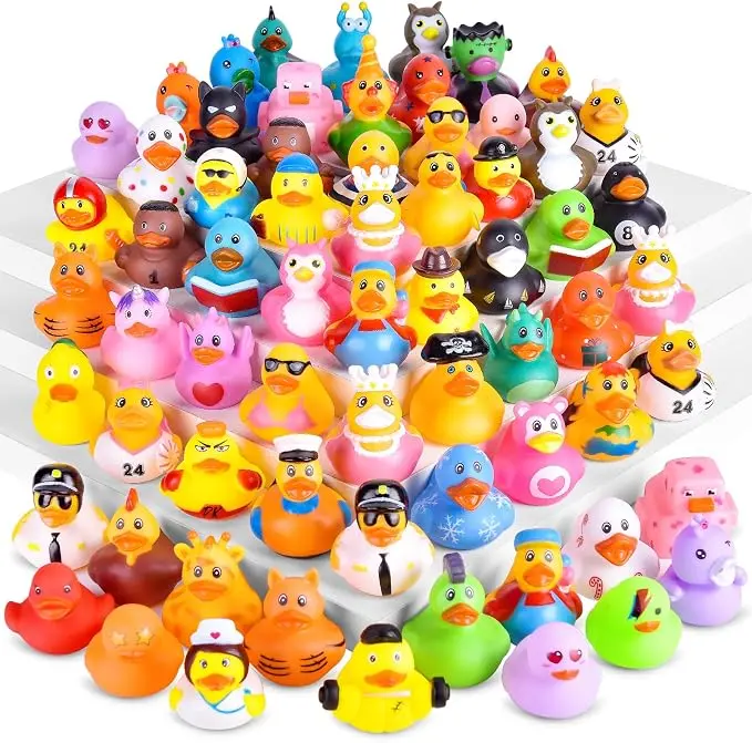 20Packs Rubber Ducks in Bulk Assortment Car Ducks for Ducking, Small Rubber Duckies for Toddler Baby Bath Toys Floater Duck Bath Pool Toys Kids Party Favors