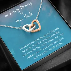 Interlocking Hearts Necklace, In Loving Memory Of Your Uncle, Memorial Gifts For Loss Of An Uncle Gift, Uncle Condolence Gift Gift,