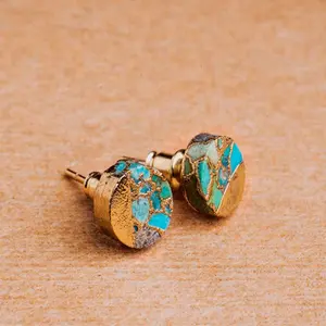 Gemstone Earrings for Women - Natural Sea Sediment Jasper Boho Stud Earrings for Women - Unique Earings Luxury Jewelry