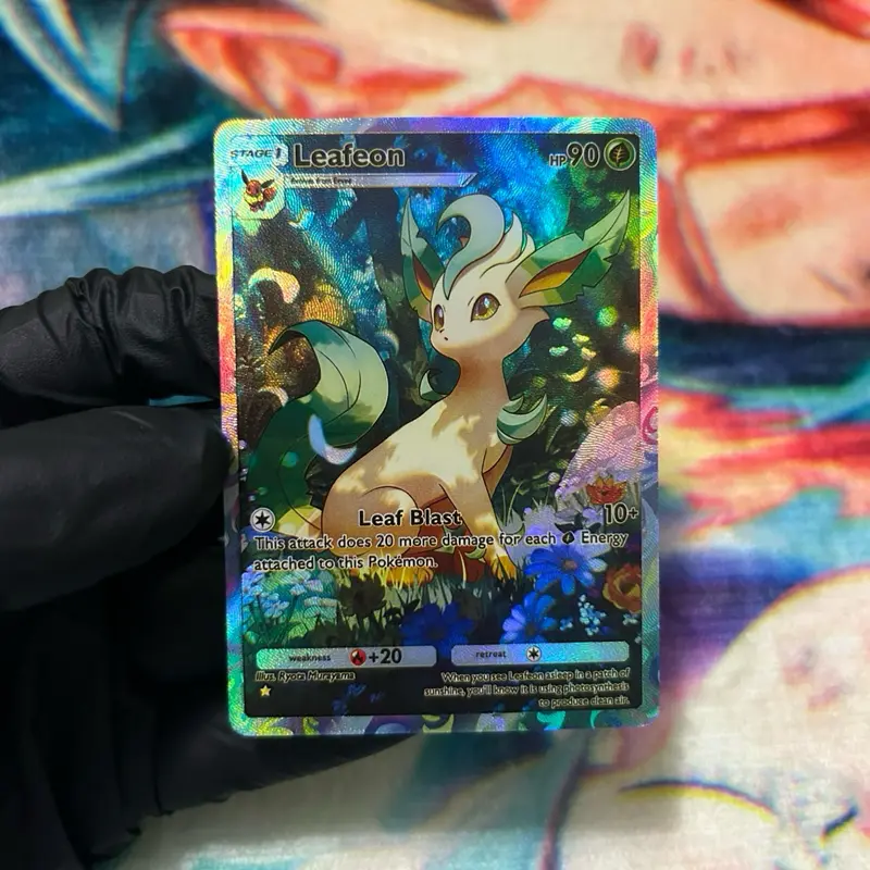 Leafeon in Forest Handcrafted Card | Holo | Textured Finish | Fan Art Card