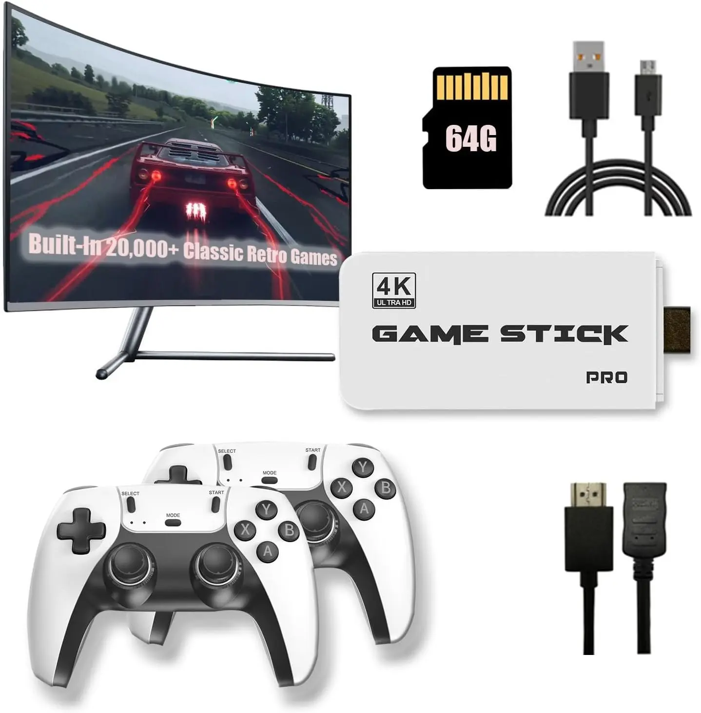 Retro Game Console Revisit Classic Games Stick , Retro Play Plug and Play Video Games Stick Premium Competitive Dual Controllers,Halloween Christmas New Year Gift