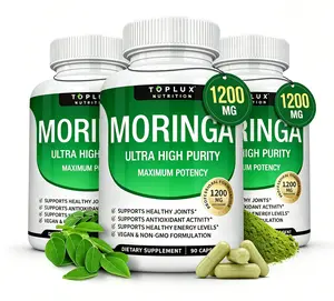 （Pack of 3）Toplux Moringa Capsules 1200mg - Pure Moringa Powder for Immune, Gut health 90 Capsules