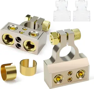 Gauge Battery Terminal Connectors with Shims & Protective Covers - 1 Pair, Car Cable Ends for Secure & Durable Connections  0/4/8/10 Automotive Accessories Car Power Bank Jumper
