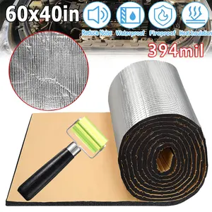 Car Heat Sound Deadening Insulation Mat, 394 Mil 16.4Sqft Automobile Sound Deadening & Heat Insulation Material For Auto Hood Engine Roof Door and Trunk,60 Inch x 40 Inch, Aluminum Foil Finish
