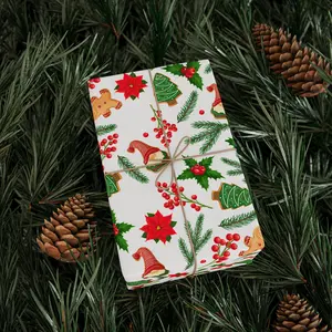 Christmas Cookie and Gnome Wrapping Paper - Holiday Gift Wrap, Festive Gift Wrap, Cute Wrapping Paper, Holiday Decor holiday  wrapping