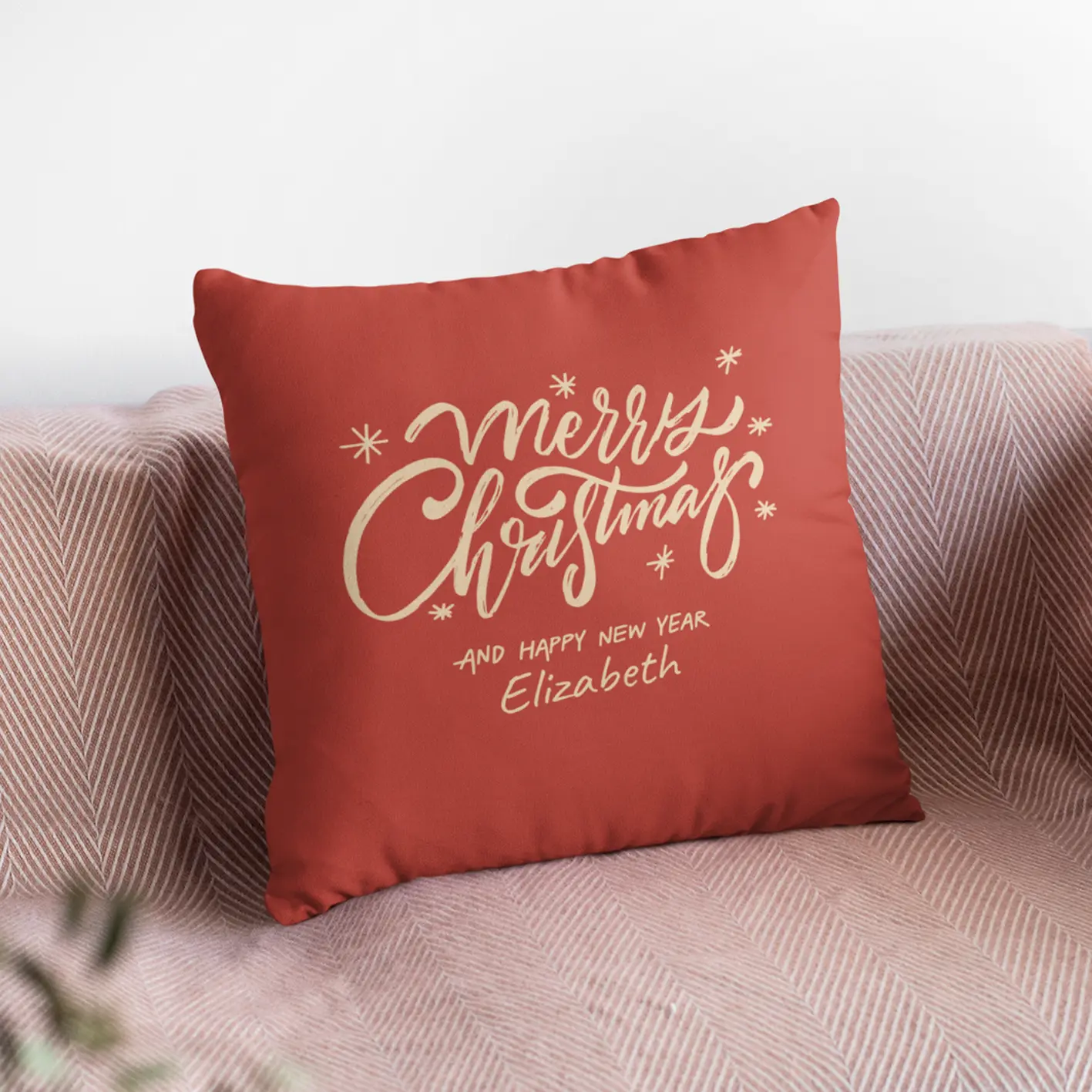 Christmas Gift Red Merry Christmas 18" × 18"  Personalized Pillow