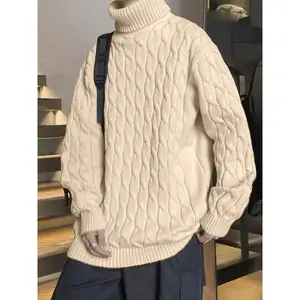 Plus Size Men's Casual Style Long-sleeved Crew Neck Sweater, Fashion Loose Slightly Stretch Comfortable Top For Big & Tall Guys