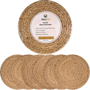 13.5" Woven Placemats, Round Rattan Placemats Set of 6, Natural Wicker Chargers For Dinner Plates, Heat Resistant, Easy to Clean, and Non-Slip – Elegant and Practical Addition to Your Dining Table