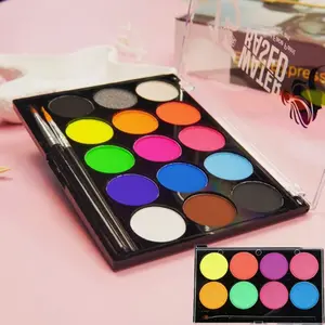 8-Color & 15-Color Water-Based Face Paint Set, Includes Brushes, Fluorescent Under UV Light, Perfect for Halloween, Christmas, Festivals