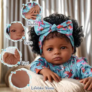 Lifelike Reborn Black Girl,17Inch Realistic Newborn Real Life Baby Doll w Clothe