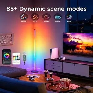 Smart LED corner floor lamp, customizable 16 million color changing light, built-in music sync mode, dual control by remote and APP, modern ambient lighting for home tiktokshopspringglowup