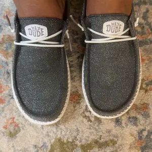 HEYDUDE Wendy Metallic Sparkle - Womens Comfortable Slip on Shoes