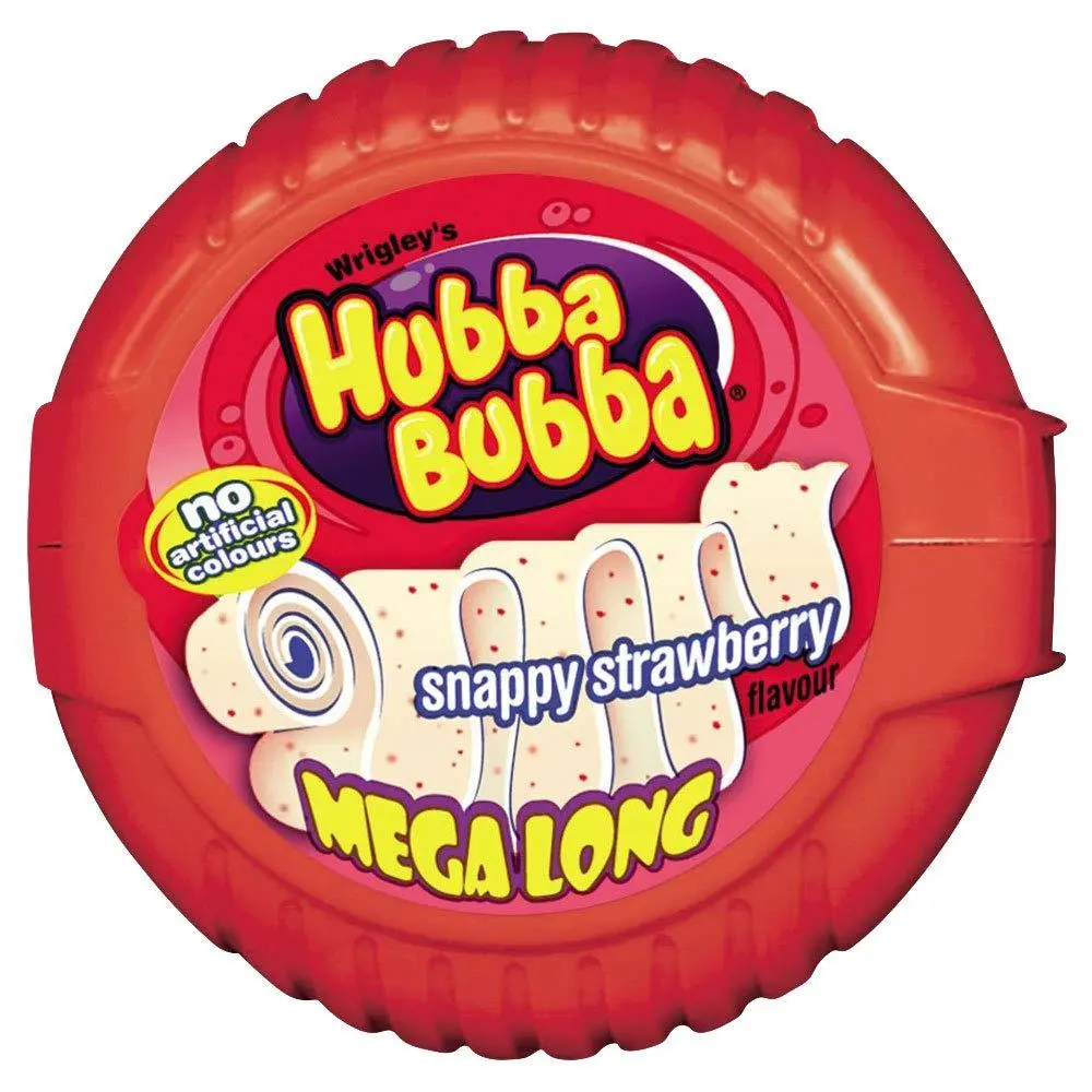 Hubba Bubba UK IMPORT Bubble Tape Mega Long Strawberry 12ct