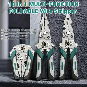 18 In 1 Foldable Wire Stripper, Multifunctional Folding Wire Stripping Tool, 2025 New Multitool Electrical Pliers, Durable Cable Cutter for Electrical Work, Precision Crimping Tool for Electricians, Cable Cutters with Plier, Crimper, Twister, Splitting