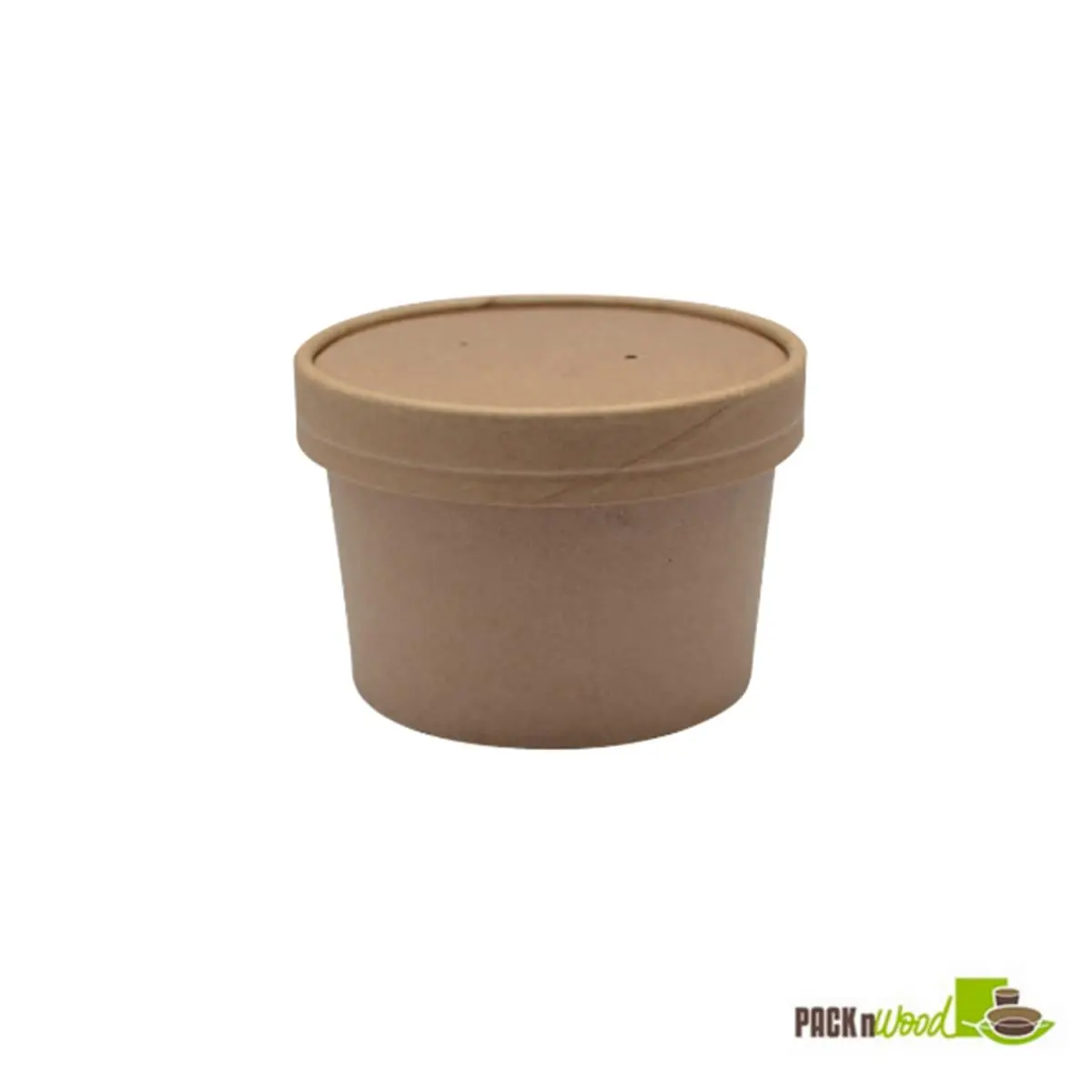 Packnwood 8 oz. Brown Kraft Disposable Soup Container, 500 Pcs Freezable Recyclable Soup Cups with Kraft Paper Vented Lid