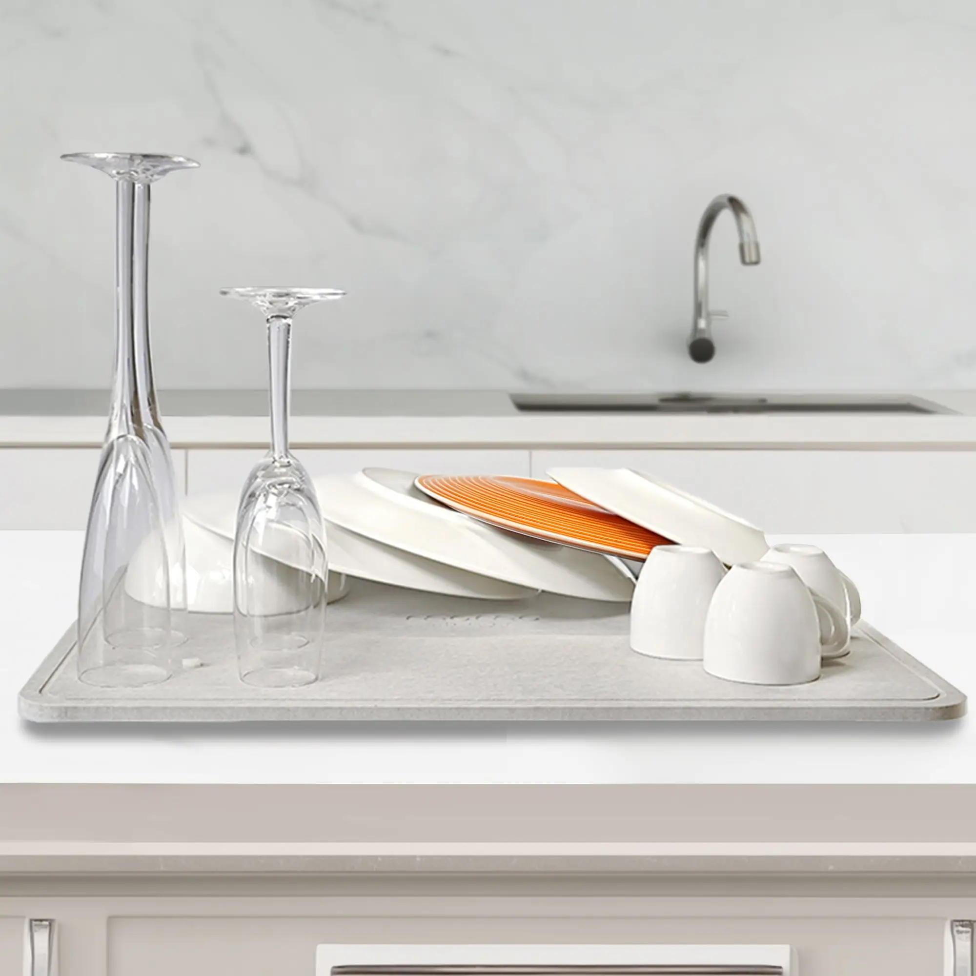 Stone Dish Drying Mat | DryPad - Momo Lifestyle - Absorbent Kitchenware Minimalist Organic Mineral