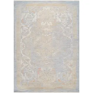 Amboise French Inspired Vintage Design Light Blue Area Rug