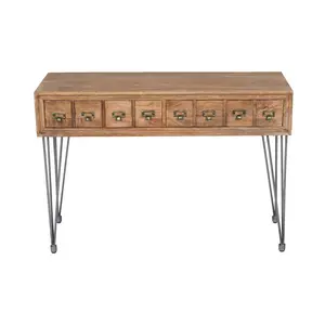 American Vintage Solid Wood Sofa Table with Apothecary Drawers