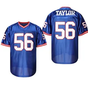 Football Jersey #56 Blue Color Stitched V-neck Short Sleeve Rugby Shirt unisex style