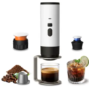 Electric Espresso Machine, 3 In 1 Portable Coffee Maker for Travel, 4-6 min Self-Heating, Compatible with Ground Coffee & Large Capsules, Small Capsules, for Hiking, Camping, RV, Office (Black) TikTokShopBlackFriday Christmas Coffee Sets Gift