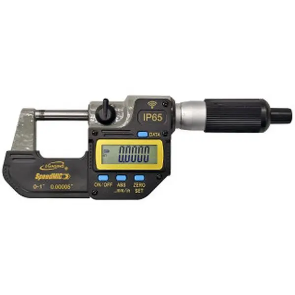 iGaging Quick Action SpeedMic High Precision Digital Micrometer, 0-1" Range, 0.00005"/0.001mm Resolution, Smart Wireless Data Output, Wireless Charging, Micro USB Data Port, IP65 Dust & Fluid Protection