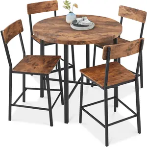 Best Choice Products 5-Piece Modern Round Counter Height Dining Set w/ 4 Chairs, 1.5in Thick Table