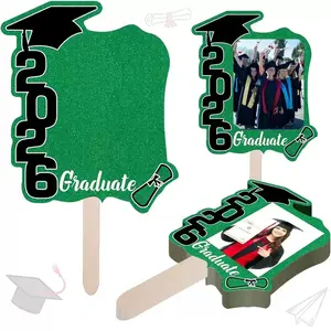 2026 Graduate Party Decorations 12pcs Gold Glitter Graduation Photo Holders for Class Photos and Celebrations