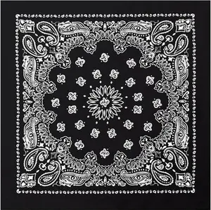 Black & White - Trainmen Paisley Bandana, 100% Cotton, 22" x 22"