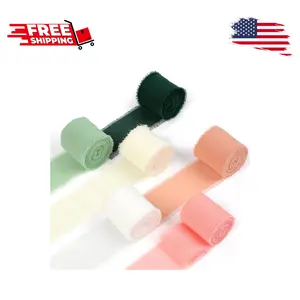 1.6" x 6 Rolls Chiffon Ribbon, 33 Yards Colored Handmade