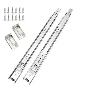 22" Full Extension Drawer Slides, 4-Pack, Side Mount with Brackets & Screws, Cold Rolled Steel, 100 Lbs Capacity