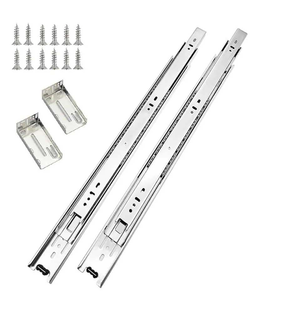 COLLINETS 22-in Full Extension Side Mount Drawer Slides, 4-Pack with Brackets/Screws, Cold Rolled Steel, 100 Lbs Load Capacity, Smooth Silent Operation, Round-Sided Profile, for Workshop, Kitchen Cabinets, Frameless Cabinets