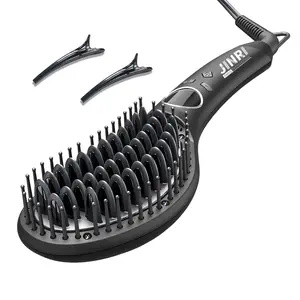 JINRI Hair Straightener Brush, Ceramic Ionic Straightening Iron Comb Anti-Scald, Best Soft Round Touch Body, Perfect for Professional Salon at Home