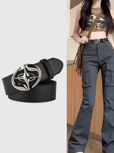 Unique Design Star Buckle Oval Loop Belt for Women, Versatile Waistband, Perfect for Jeans and Workwear, Fashion Accessory, Western Buckle Belt, Western Style Belt