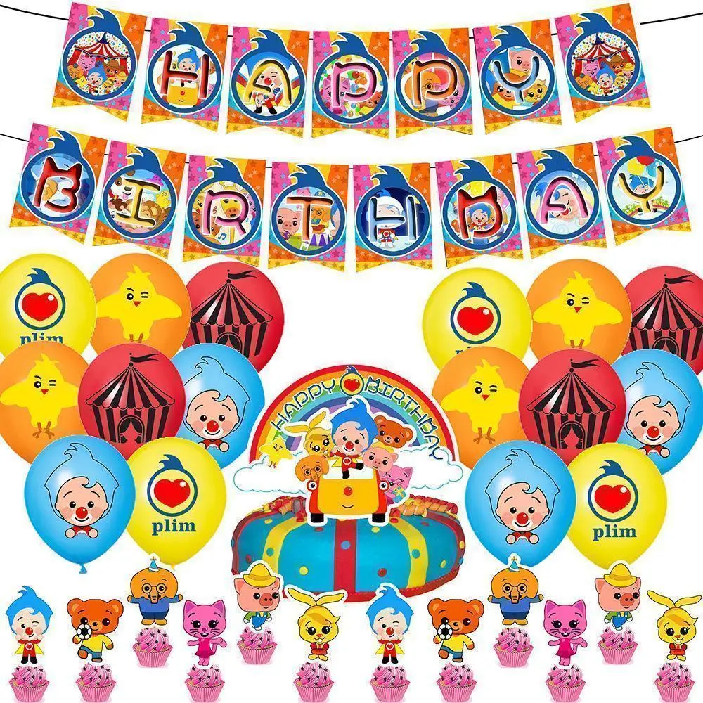 Plim Joker Clown Theme Paper Banner with Balloons - 1set Banner, Home Decor Supplies for Children's Birthday Parties, Wedding, Baby Shower, Conference (With 1-3cm Error Note), Party Decor, Includes Banner