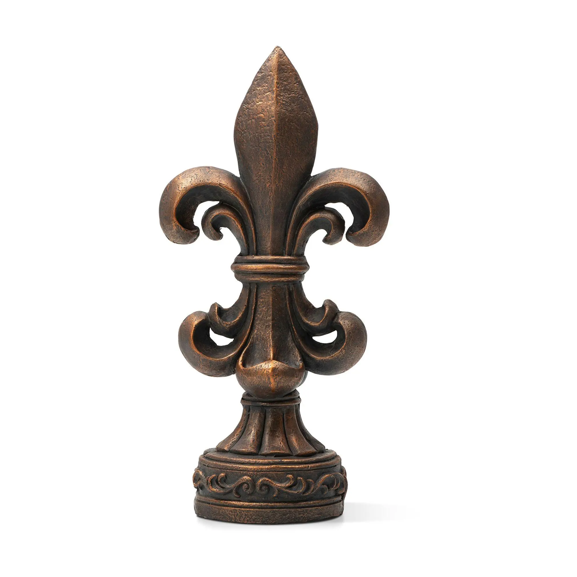 Glitzhome 27" Bronzelike Standing Fleur-De-LisGarden Statue