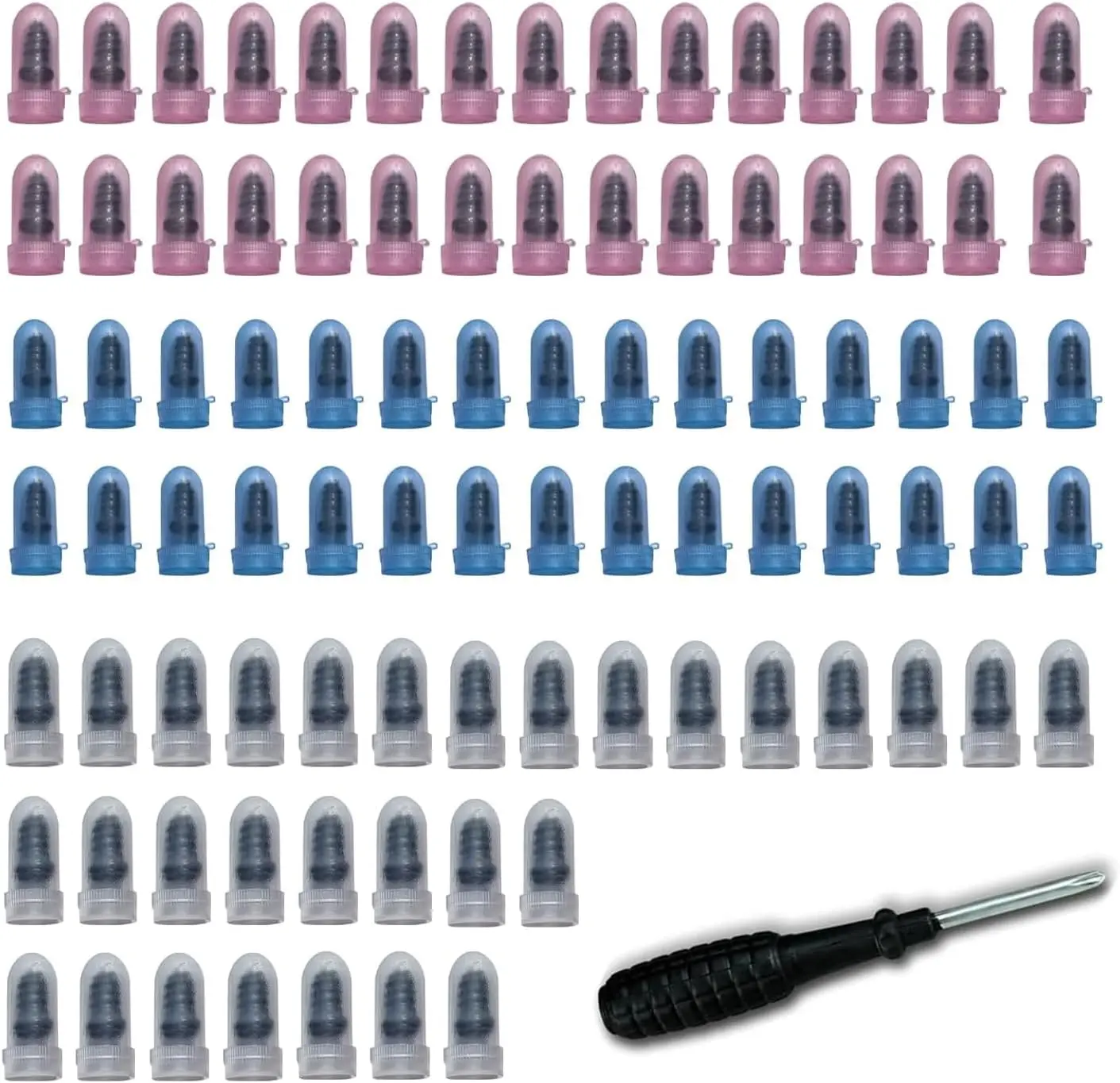 101PCS Tire Repair Kit with Self-Tapping Rubber Screws & Tool - Tubeless Tire Plug Set for Motorcycle, Bike, ATV, Tractor - Emergency Puncture Fix, Portable Puncture Repair Kit with Screwdriver