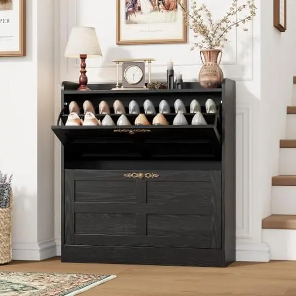 GAOMON Slim Shoe Cabinet for Entryway, Turn Over Drawers & Boot Storage