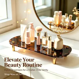 Elegant French Acrylic Tray Set, Turtle Brass Color Leopard Print Design, Perfect Room Decoration, 1 Piece or 2 Pieces, Fashion Home Accessory