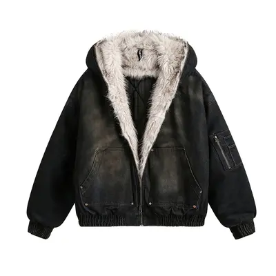 Shein Jacket with Fur Hood Y2k TikTok Shop