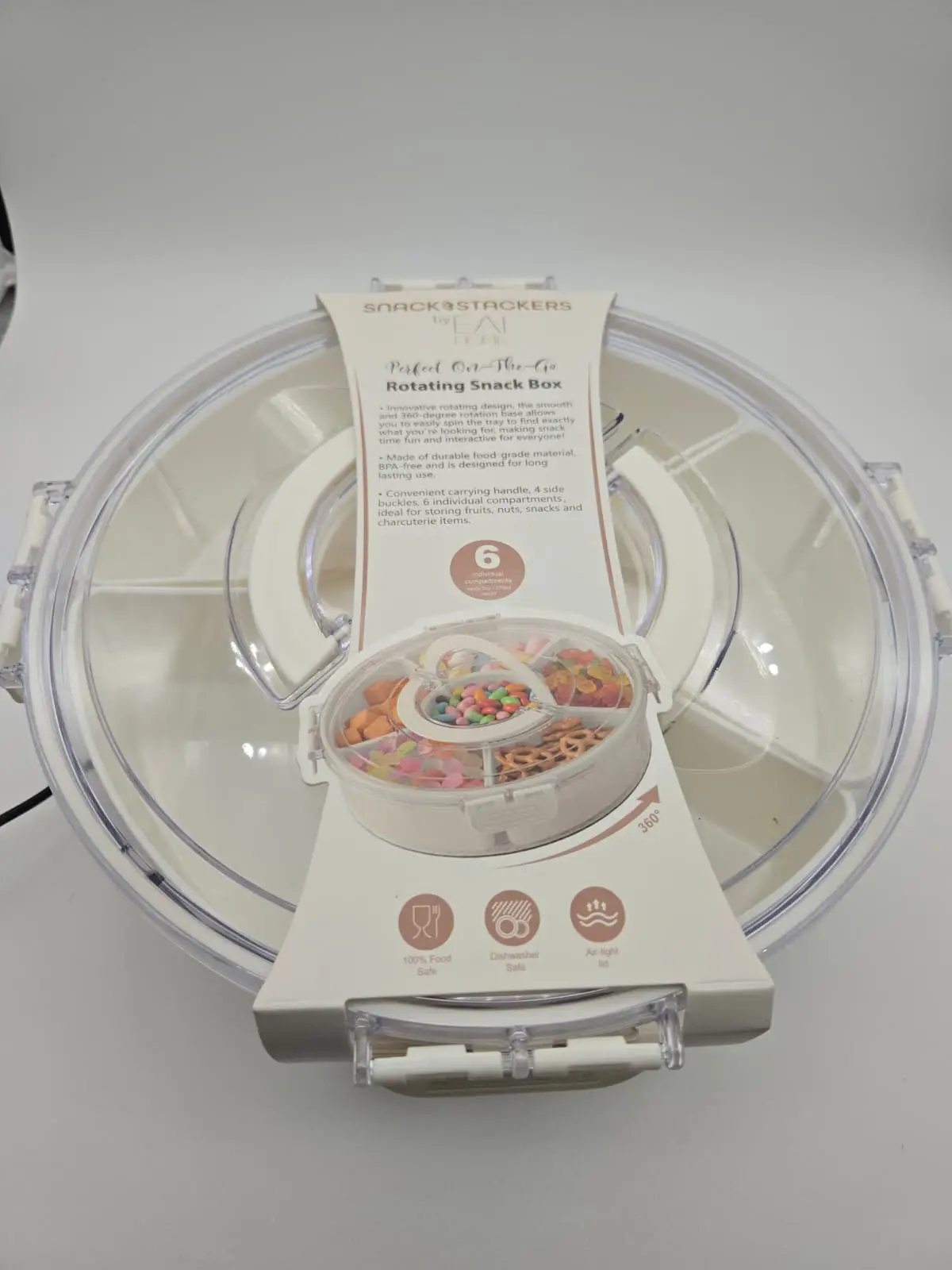 Rotating Snack Organizer Tray with Lid
