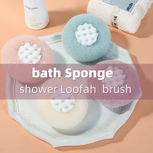 2 Counts Bath Sponge Body Brush,Exfoliating Body Scrubber Mesh Balls,Bath Loofah Sponge Brush to Scrub The Body and Enjoy The Shower-Random Colors sponge baby natural sponge