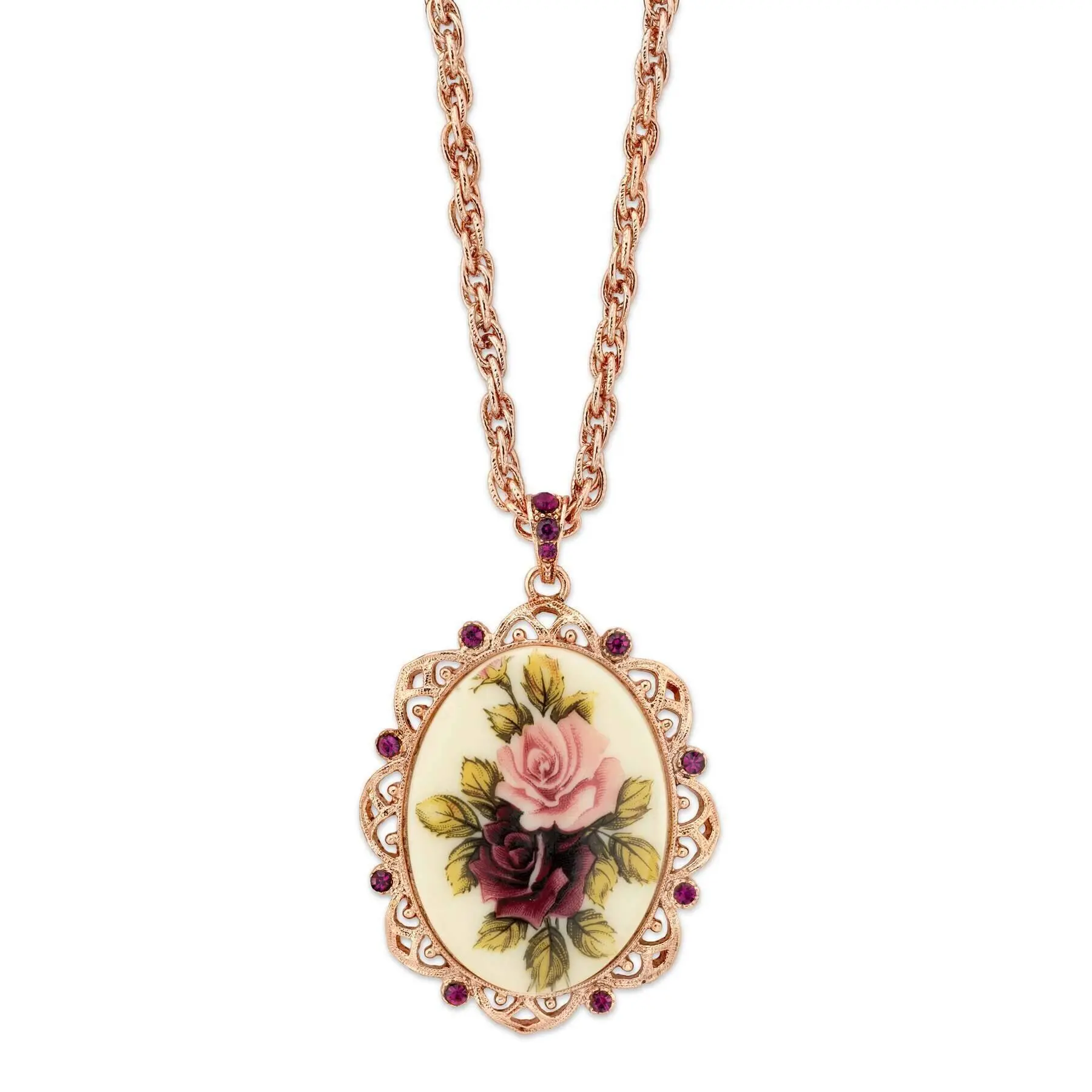 1928 Jewelry Manor House Victorian Pendant Necklace, 28"
