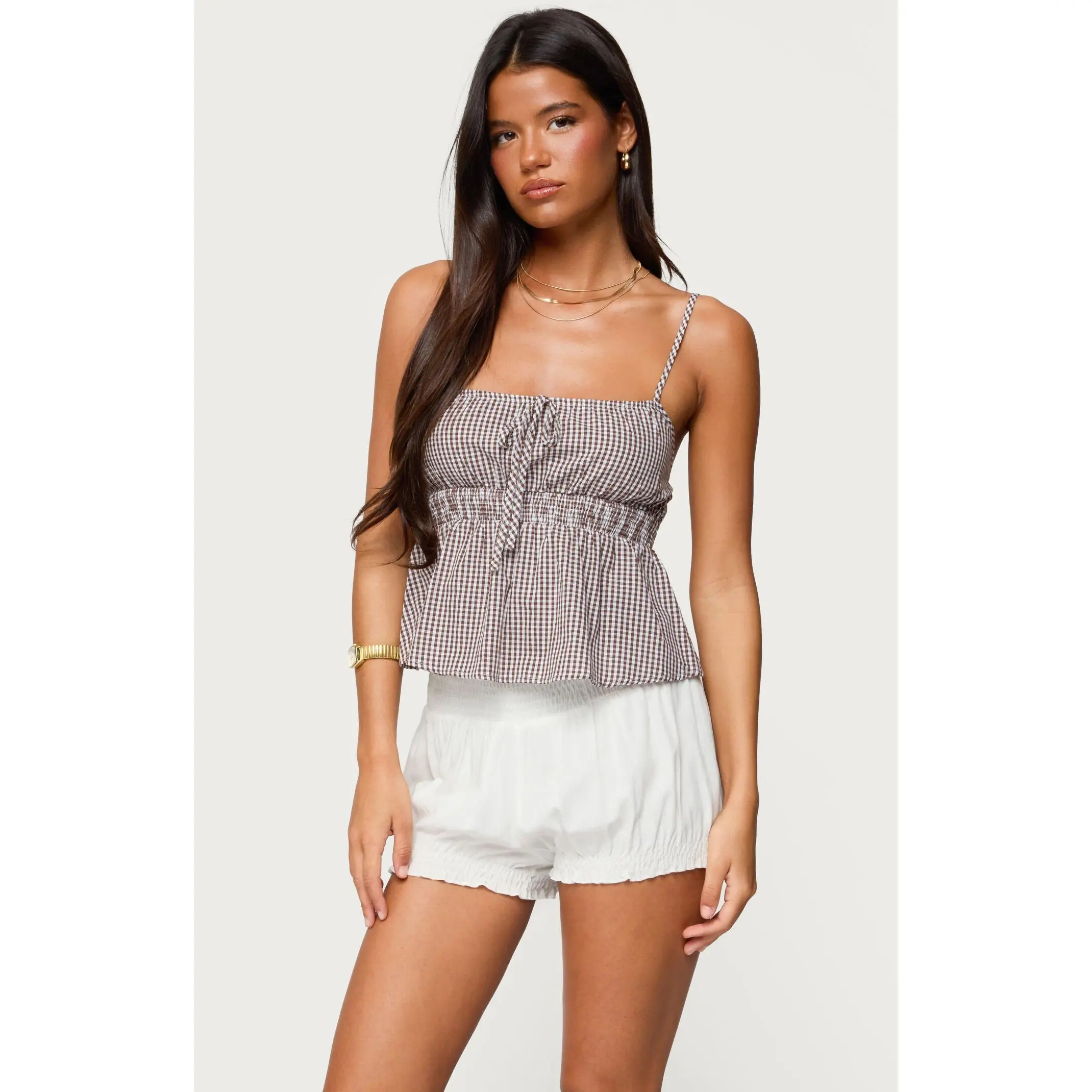 Edikted Women's Zahara Gingham Babydoll Top