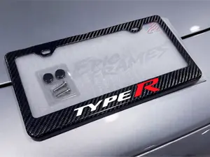 Type R Honda Civic 100% Black Carbon Fiber License Plate Frame Premium